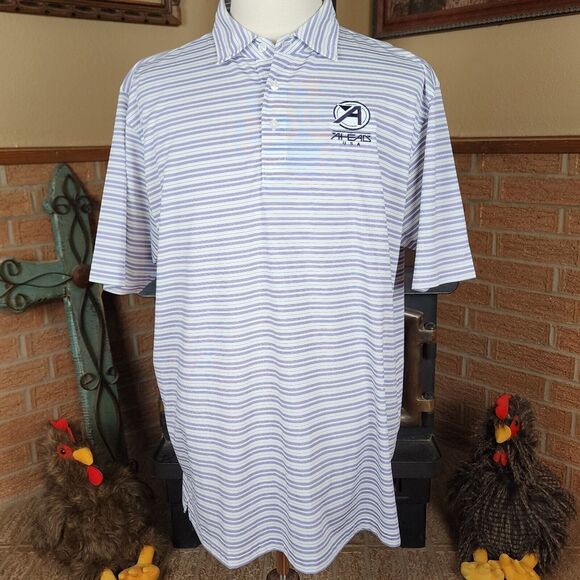 Ahead Extreme Polo Purple and White Striped Logo Size XL - Picture 2 of 6